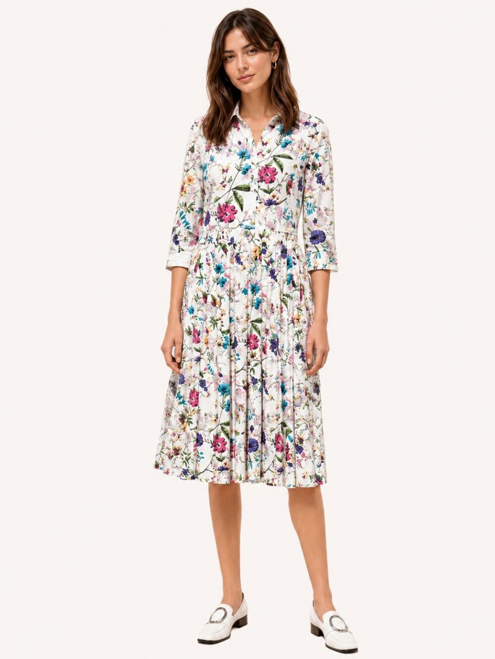 Samantha Sung Avery Botanical Floral Button Down Tea Party Shirtdress Size 4